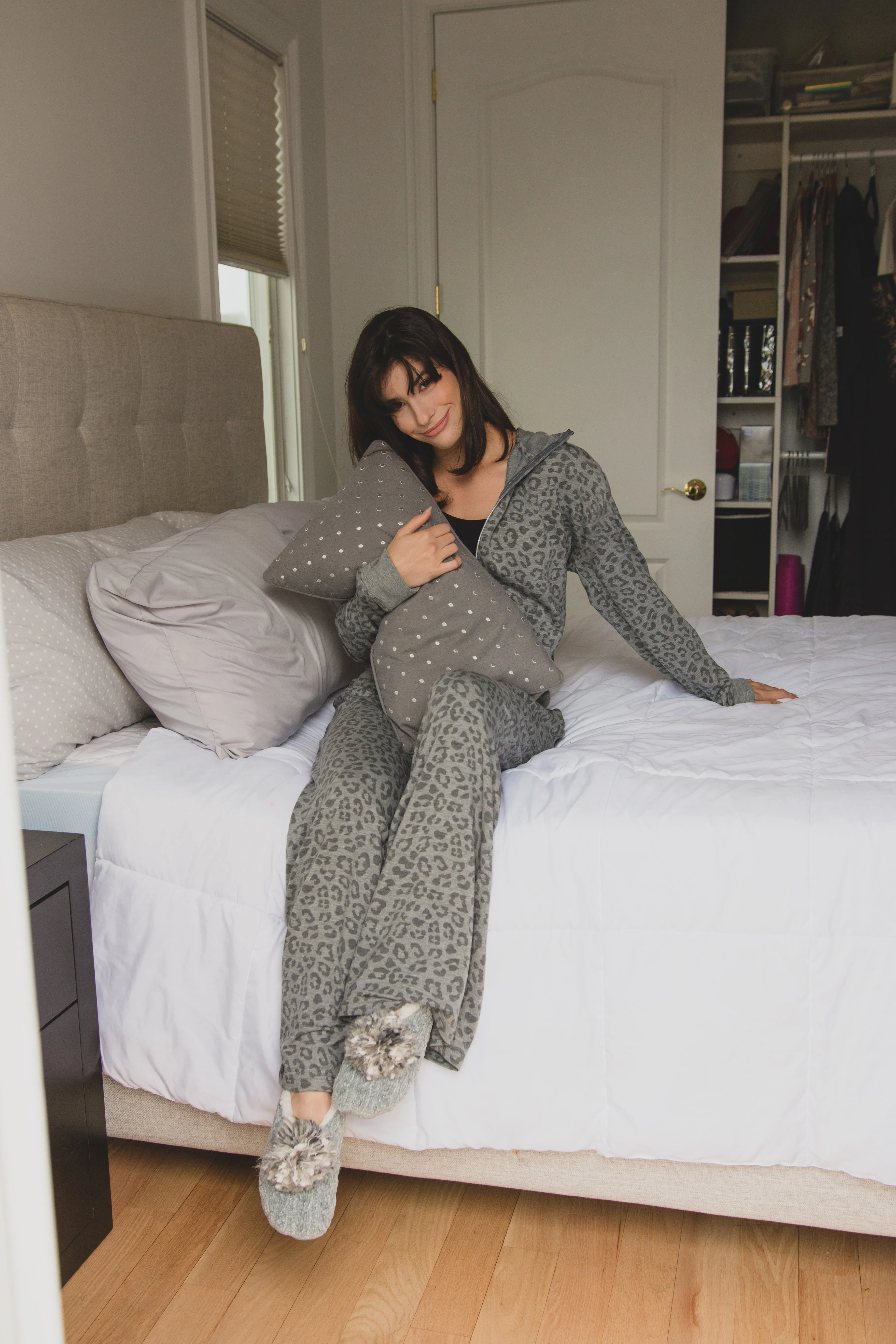 Women's Leopard Print French Terry Cloth Lounge Hoodie
