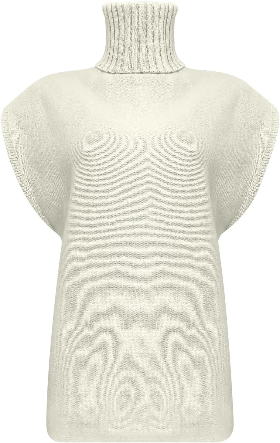 Women's Turtleneck Sweater Fashion Solid Sleeveless Fall Tops Oversized Sweatshirt Loose Casual Knitwear Pullover