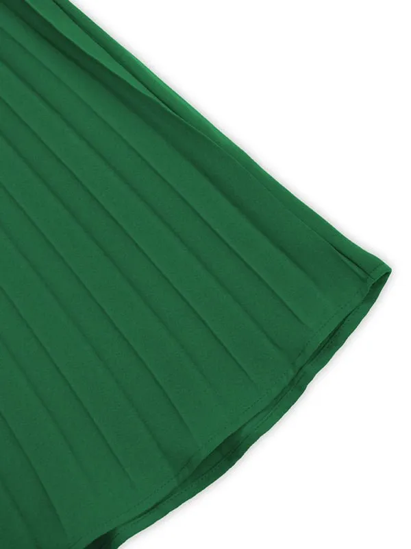 Women's woven sexy spaghetti strap sleeveless pleated skirt