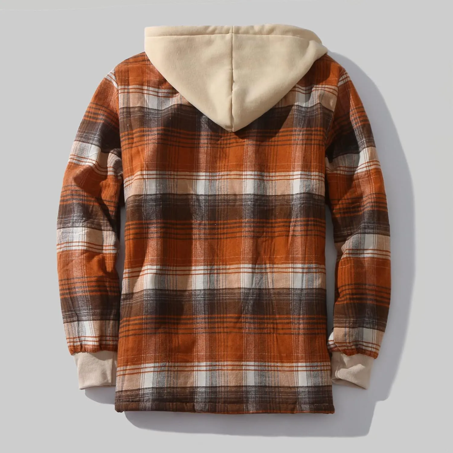 ZYXTIM Plaid Hoodies Jackets for Men Relaxed Fit Zip Up Long Sleeve Fleece Lined Casual Plaid Jacket Novelty Color Block