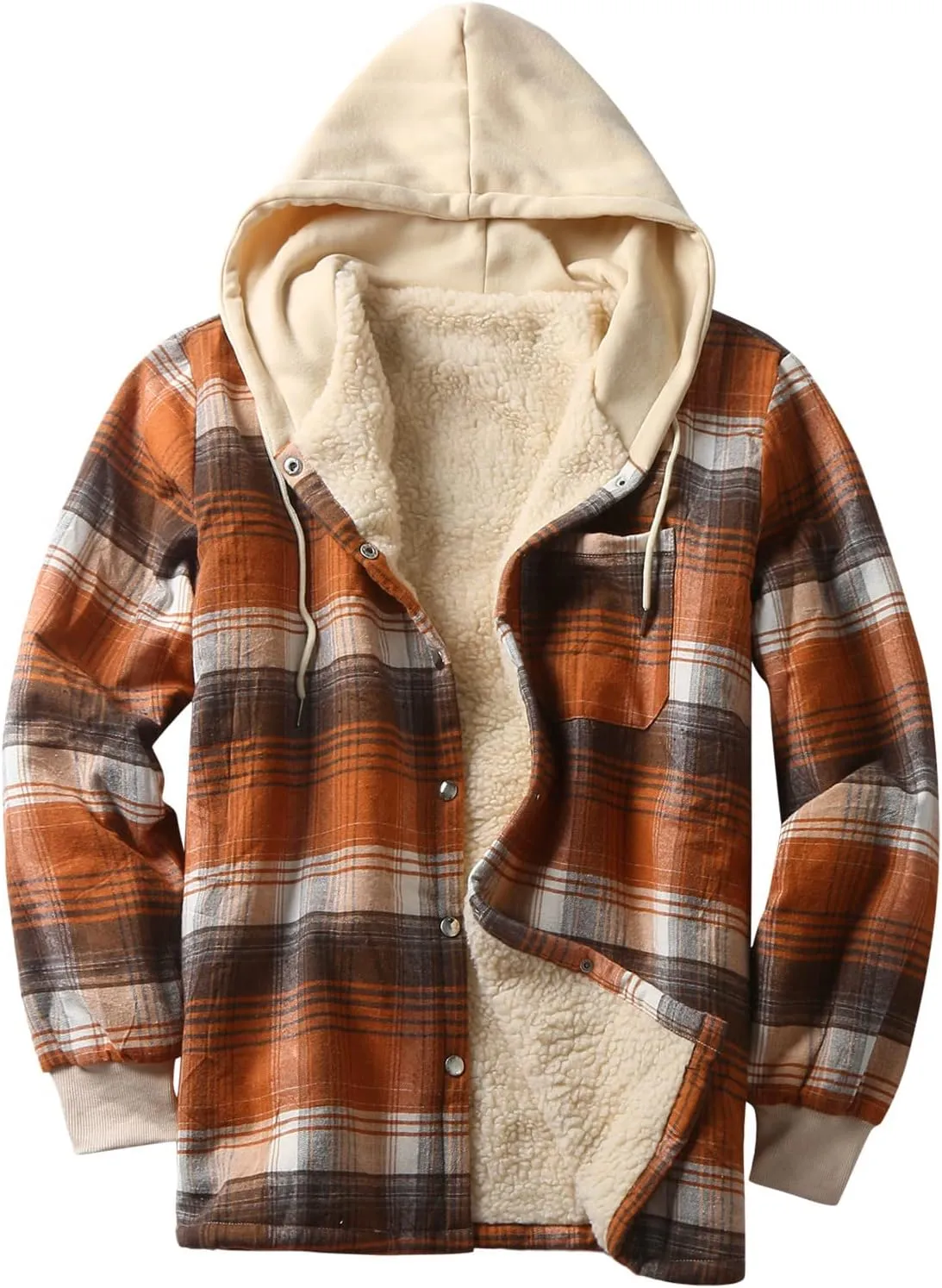 ZYXTIM Plaid Hoodies Jackets for Men Relaxed Fit Zip Up Long Sleeve Fleece Lined Casual Plaid Jacket Novelty Color Block