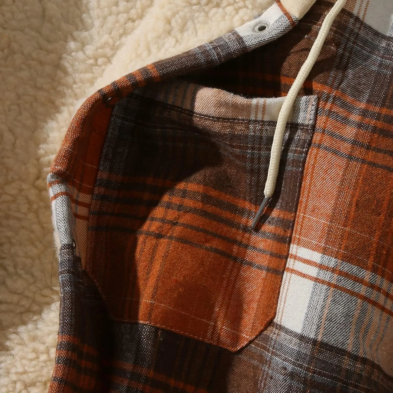 ZYXTIM Plaid Hoodies Jackets for Men Relaxed Fit Zip Up Long Sleeve Fleece Lined Casual Plaid Jacket Novelty Color Block